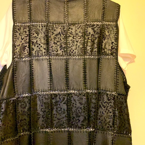 Vintage Leather and Crochet Vest - Picture 2 of 5
